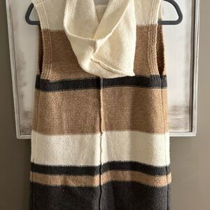NWOT Sleeveless Cardigan Long Sweater Vest with Adorable Hoodie